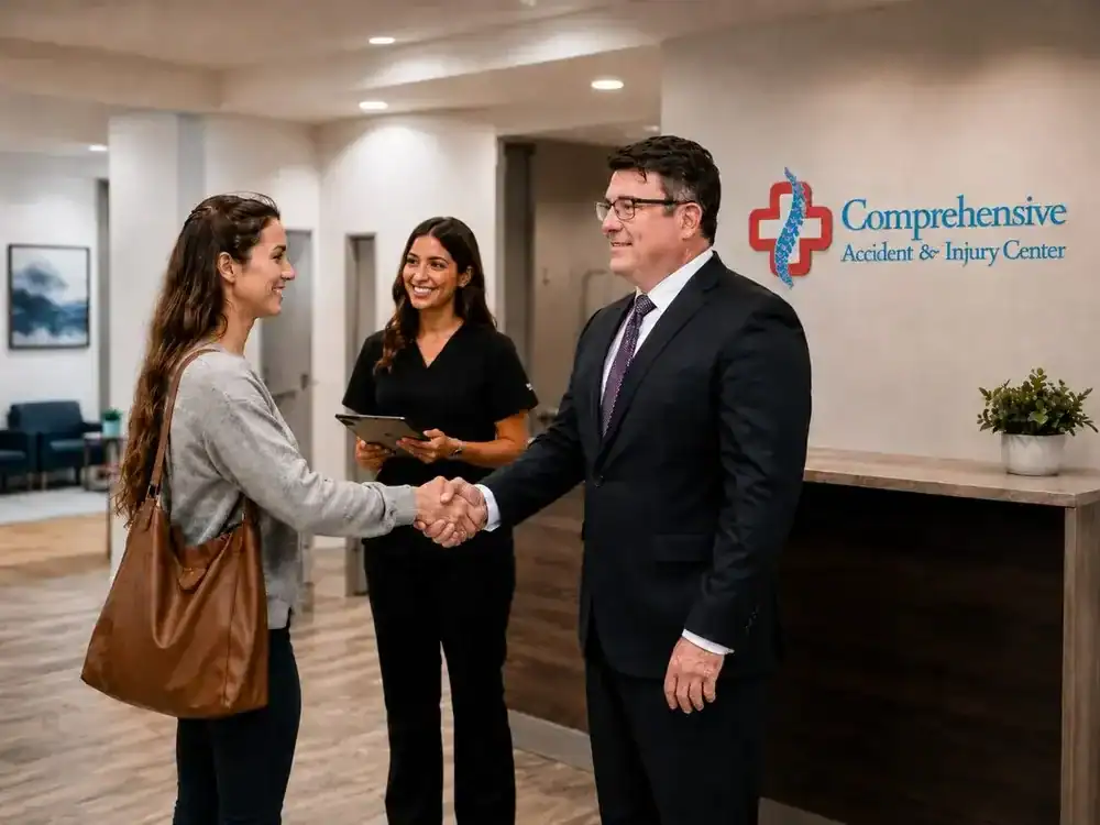 Dr. Jack Norsworthy and the CAIC team welcoming a patient in Bear, DE