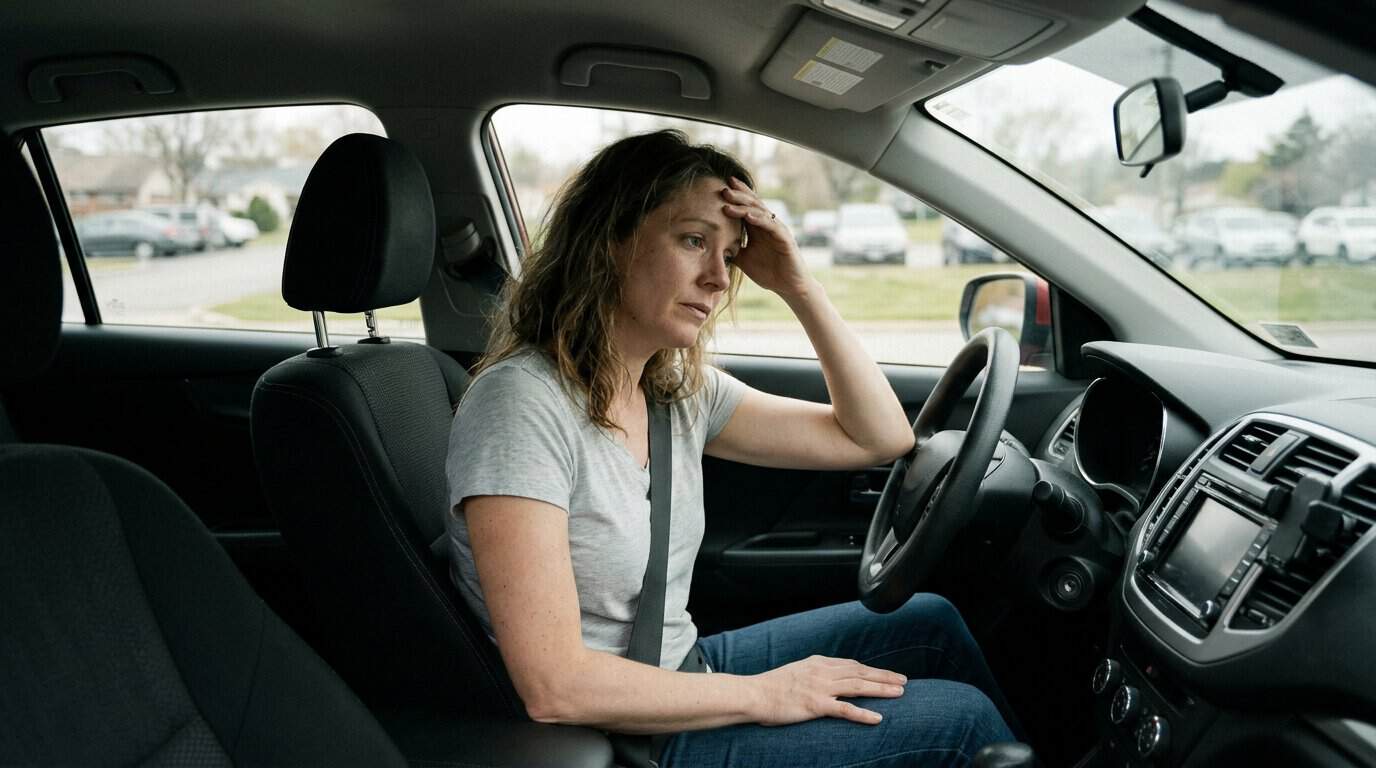 Adult holding their head with a headache after a concussion
