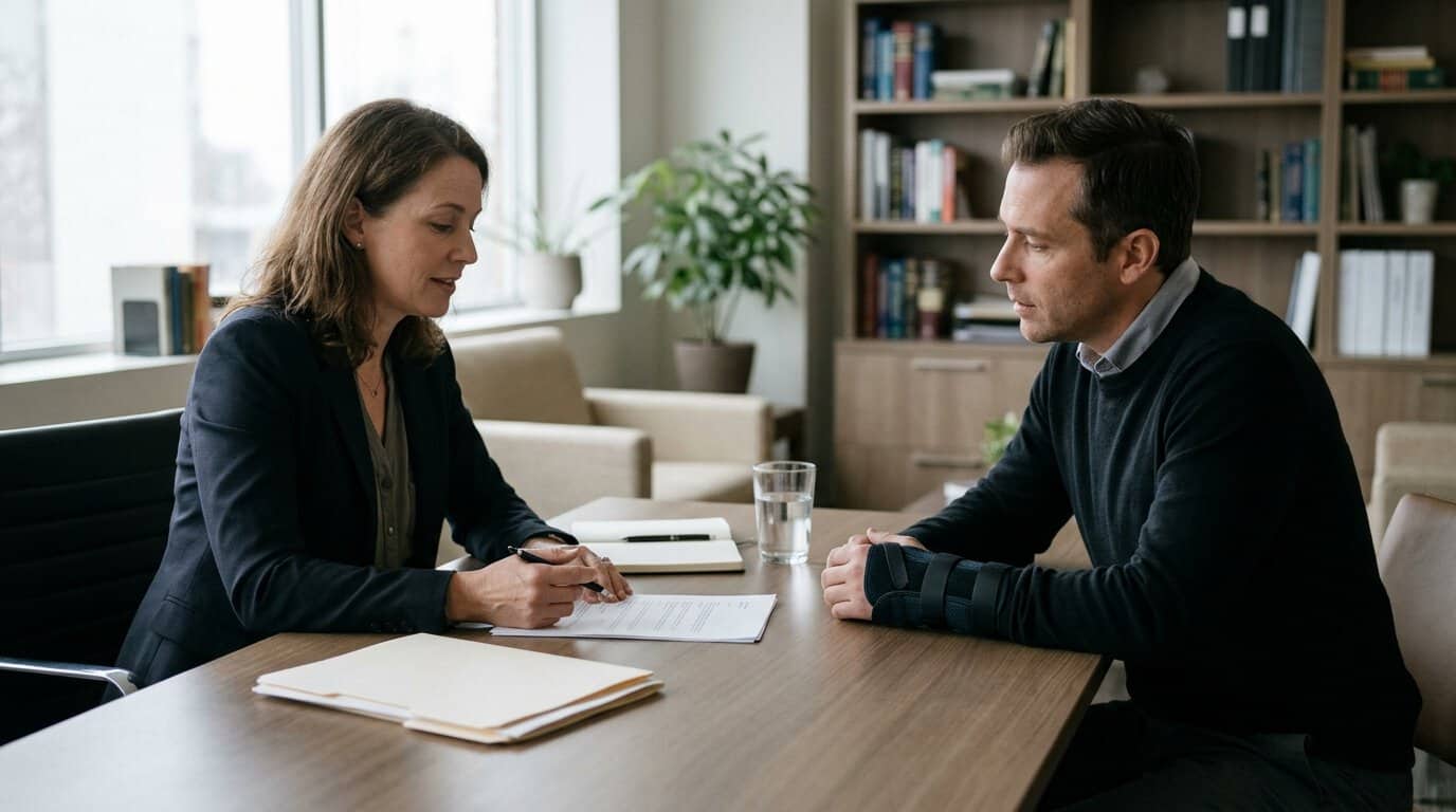 Patient reviewing a letter of protection with an attorney